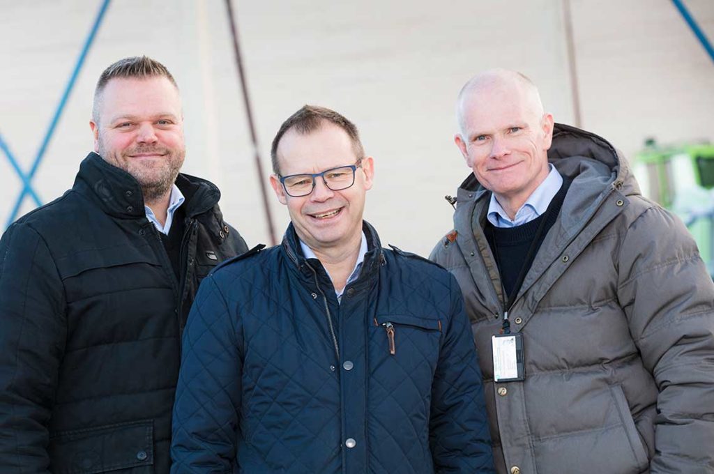 Fra venstre markedsdirektør Ted Allergoth, administrerende direktør Espen Gjerde og prosjektdirektør Ole-Kristian Mosvoll. 