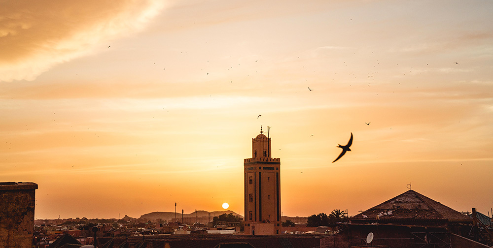 Solnedgang i Marokko. 