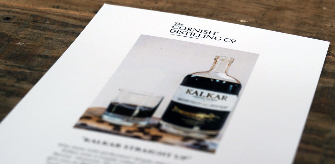 A4-ark med produktinformasjon om Kalkar Cornish Coffee Rum.