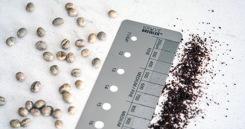 Kruve BREWLER brukes for å måle størrelsen til malt kaffe og grønne kaffebønner