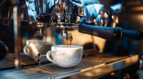 En espresso, lungo eller ristretto lages på en espressomaskin