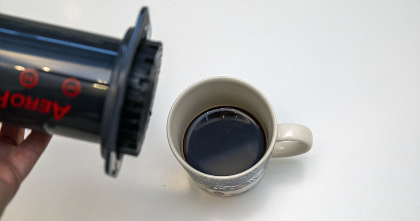 Ferdig espresso laget med en Aeropress