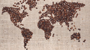Et verdenskart laget med kafefbønner