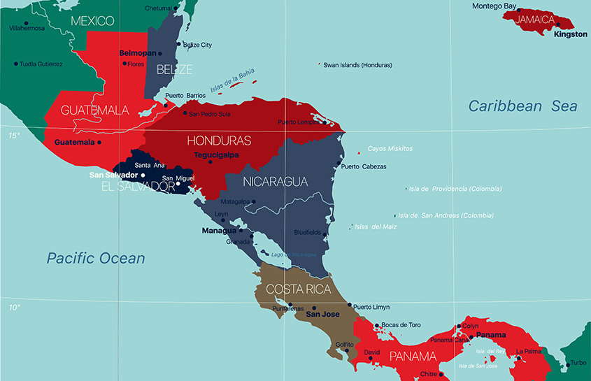Et kart over Mellom-Amerika