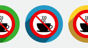 Tre ikoner som forbyr kaffe