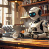 En robotbarista lager kaffe på en kaffebar