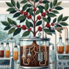 Illustrasjon av et kaffetre som dyrkes i et laboratorium